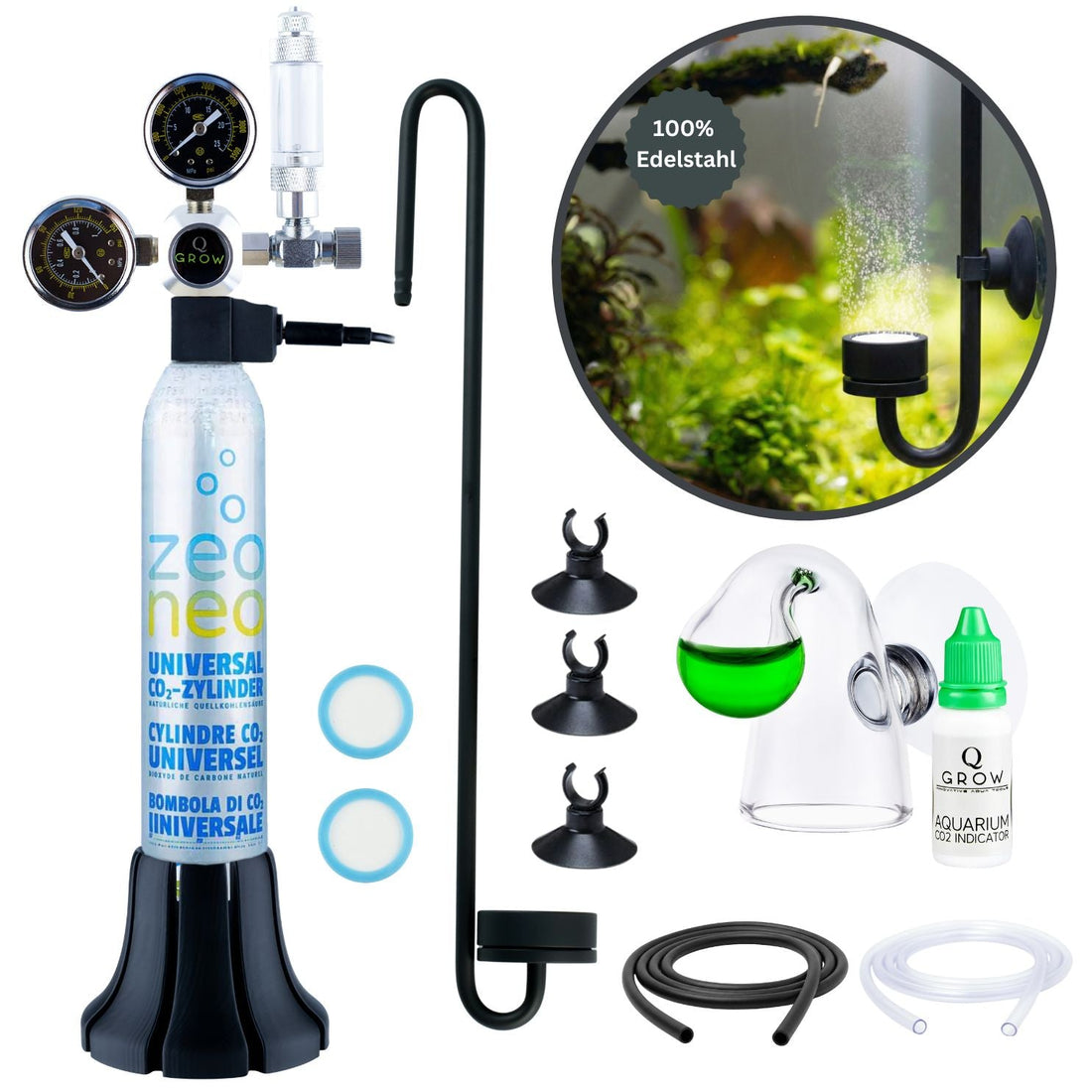 Q-Grow Ultra Black CO₂-Komplettset mit schwarzem Diffusor, Flasche und Zubehör