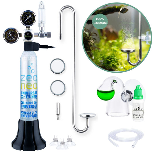 Q-Grow Ultra Flat CO₂-Komplettset mit flachem Edelstahl-Diffusor und zusätzlichem Rückschlagventil
